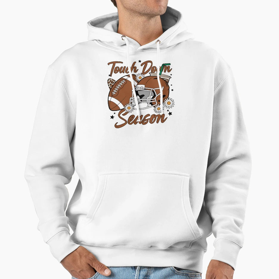 Touch Down Season Football Helmet And Hoodie - Unique Graphic Men Women - T-Shirt, Sweatshirt, Hoodie