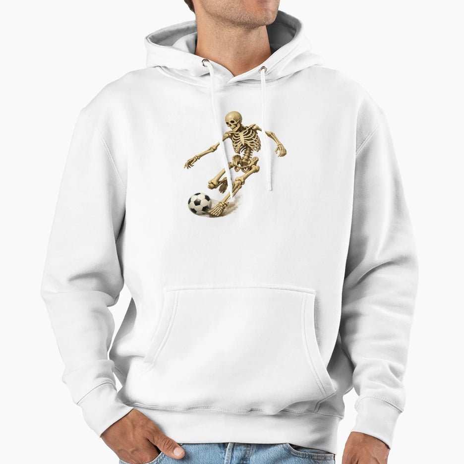 Skeleton Playing Soccer Hoodie - Graphic Print Men Women - T-Shirt, Sweatshirt, Hoodie