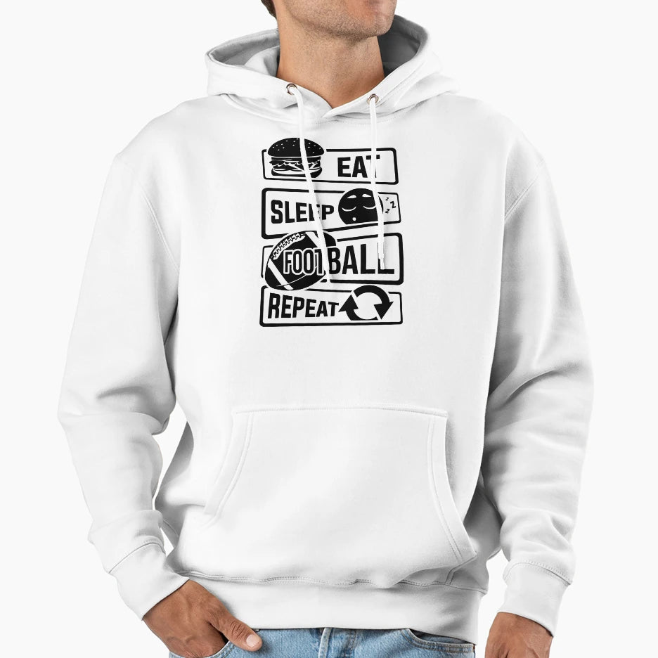 Eat Sleep Football Repeat Touchdown Usa Hoodie - Trendy Graphic for Adults - T-Shirt, Sweatshirt, Hoodie