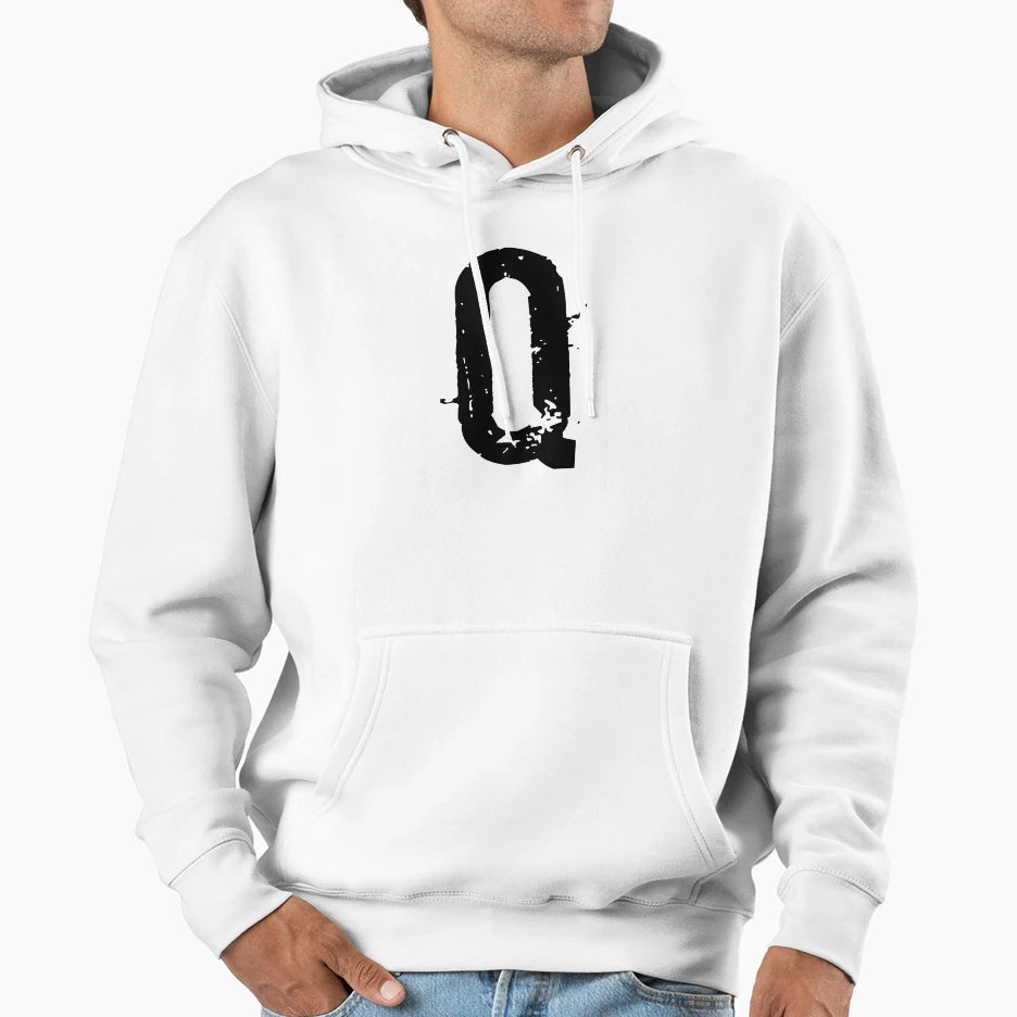 Worn Letter Q Hoodie - Fun Novelty Design for Adults - T-Shirt, Sweatshirt, Hoodie