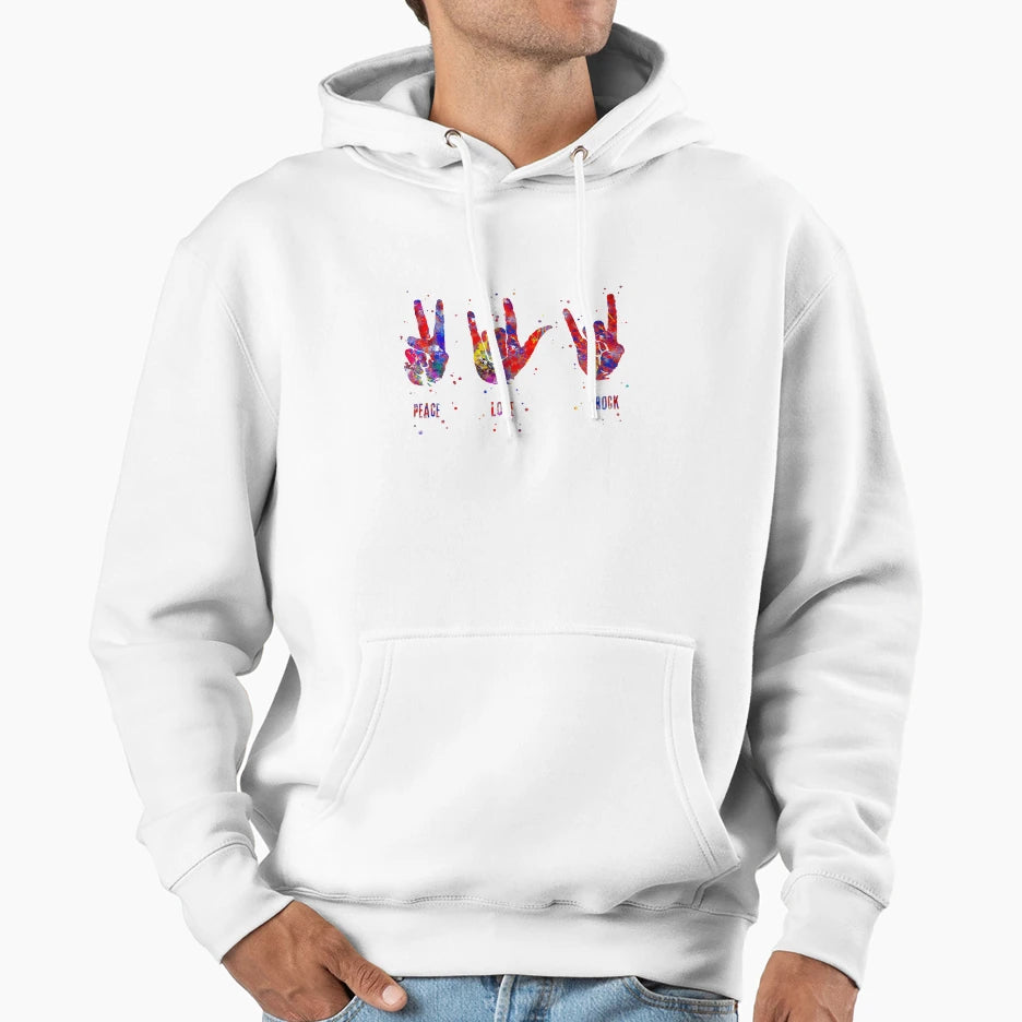 Asl Sign Language Peace Sign Love Sign Hoodie - Fun Novelty Design Unisex - T-Shirt, Sweatshirt, Hoodie