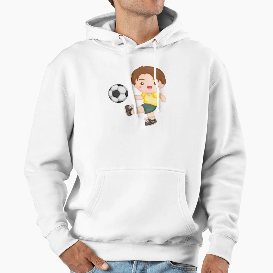 Little Kicking Soccer Ball Hoodie - Graphic Print for Adults - T-Shirt, Sweatshirt, Hoodie