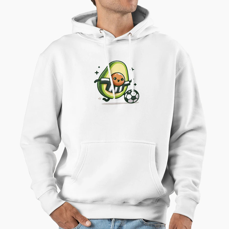 Kawaii Avocado Soccer Jersey Hoodie - Aesthetic Graphic Unisex - T-Shirt, Sweatshirt, Hoodie
