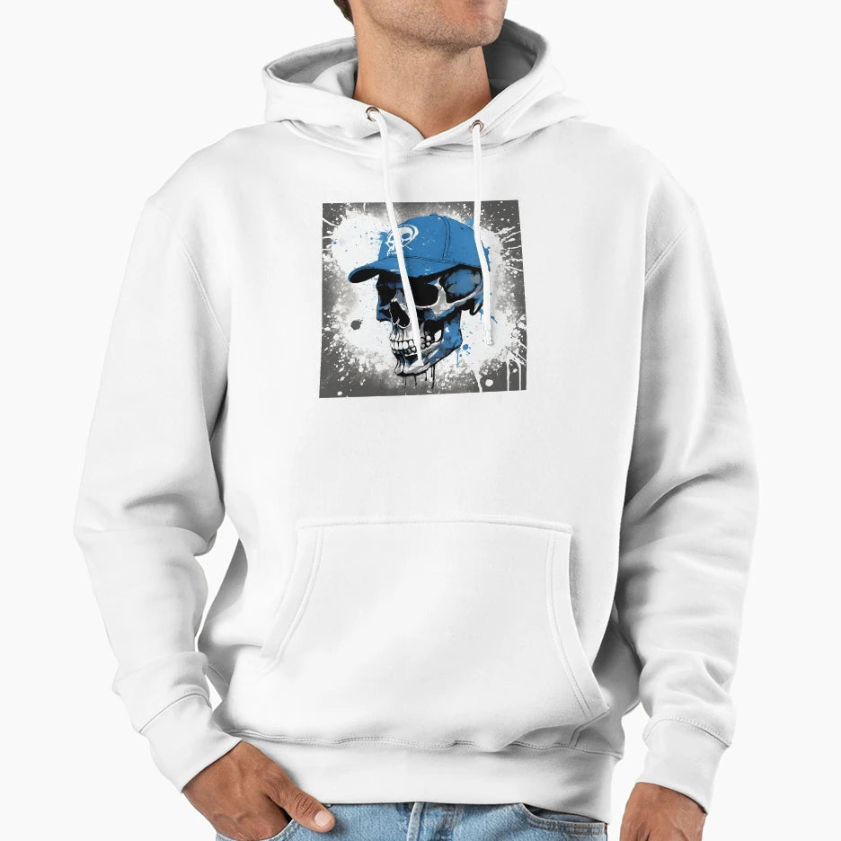 Urban Skull Blue Cap Hoodie - Novelty Apparel Men Women - T-Shirt, Sweatshirt, Hoodie