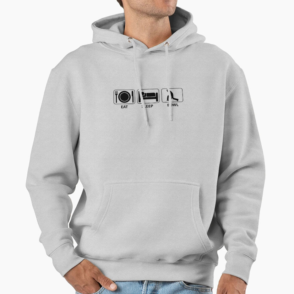 Eat Sleep Bowl Hoodie - Trendy Graphic for Adults - T-Shirt, Sweatshirt, Hoodie