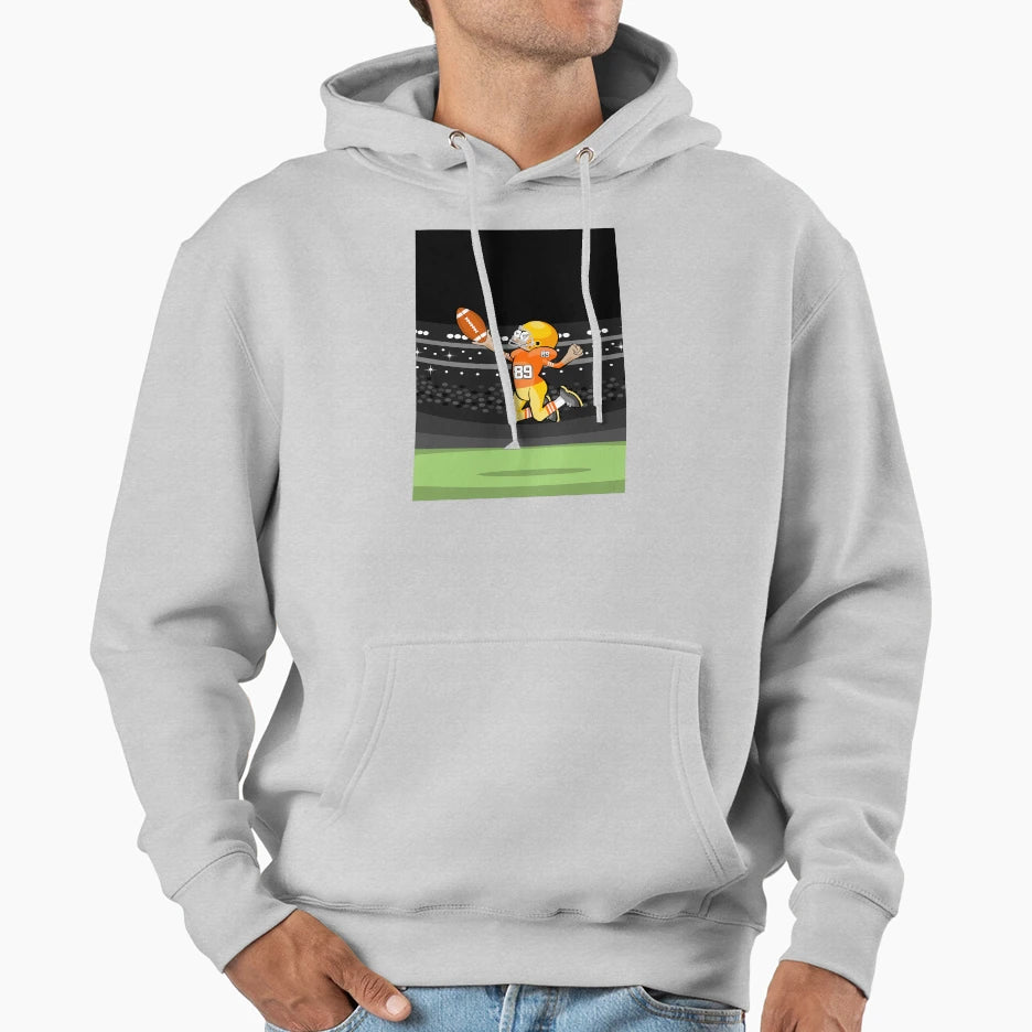 American Football Player Jumps Ball Hoodie - Graphic Print for Adults - T-Shirt, Sweatshirt, Hoodie