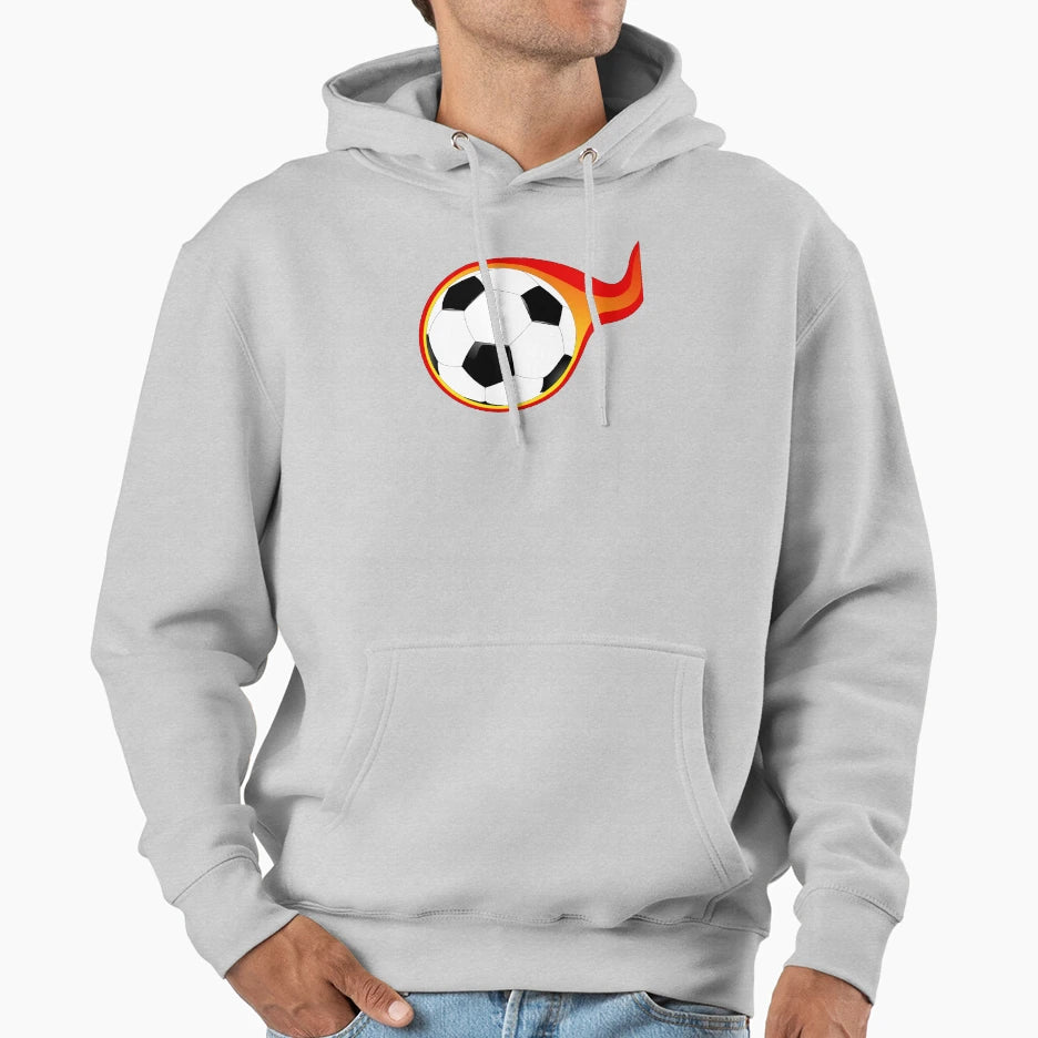 Flaming Soccer Ball Hoodie - Fun Novelty Design Men Women - T-Shirt, Sweatshirt, Hoodie