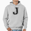 Initial Letter J Black Jersey Sports Hoodie - Unique Graphic for Adults - T-Shirt, Sweatshirt, Hoodie