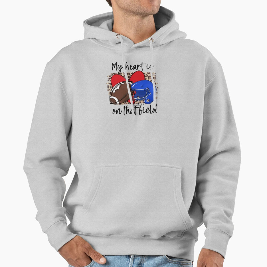 Football My Heart Is That Field Leopard Hoodie - Custom Art Print Unisex - T-Shirt, Sweatshirt, Hoodie