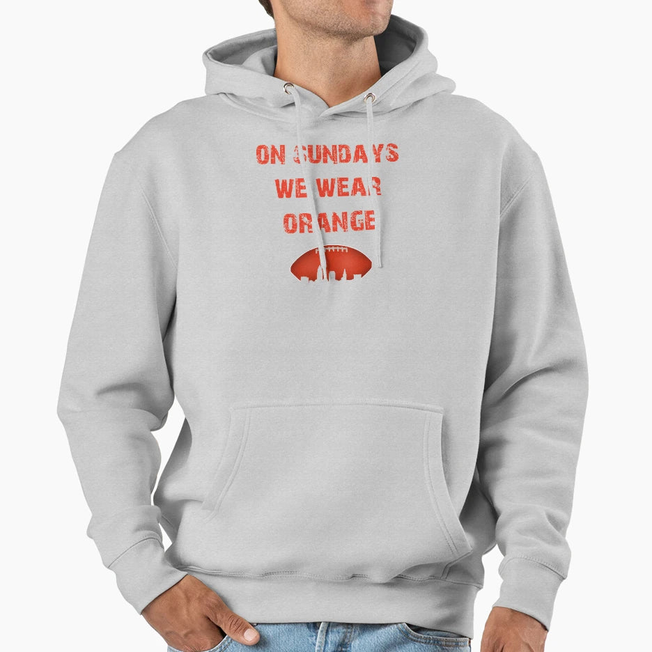 Cleveland Football We Wear Orange Hoodie - Custom Art Print Unisex - T-Shirt, Sweatshirt, Hoodie