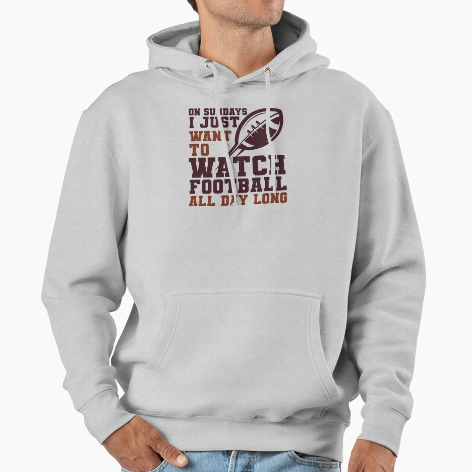 Sundays We Watch Football Sunday Hoodie - Minimalist Print for Adults - T-Shirt, Sweatshirt, Hoodie