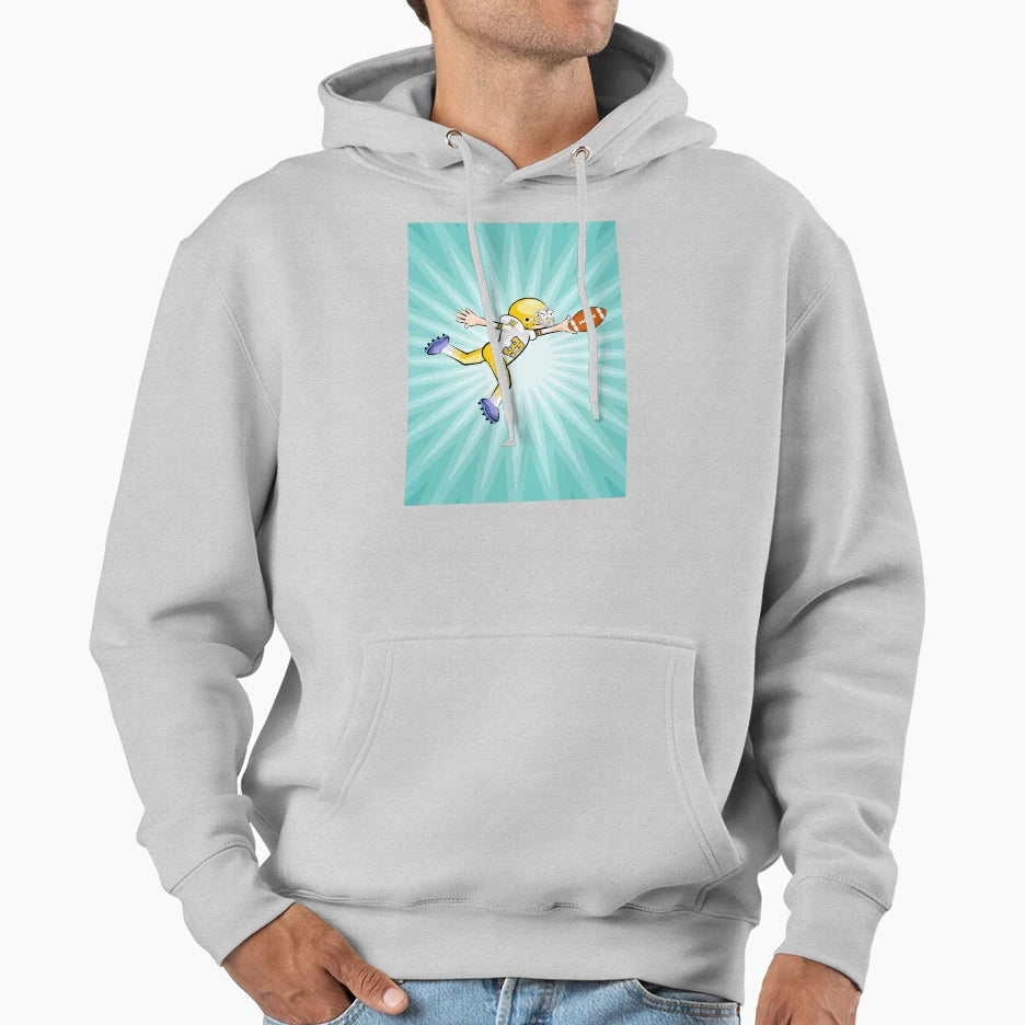 American Football Player Stays Ball Hoodie - Novelty Apparel for Adults - T-Shirt, Sweatshirt, Hoodie