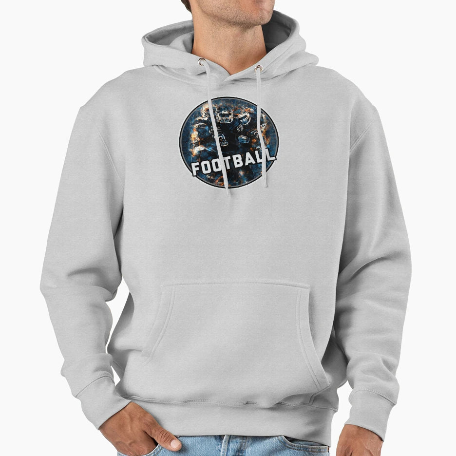 Football Team Hot Red Blue Fire Art Hoodie - Fun Novelty Design for Adults - T-Shirt, Sweatshirt, Hoodie