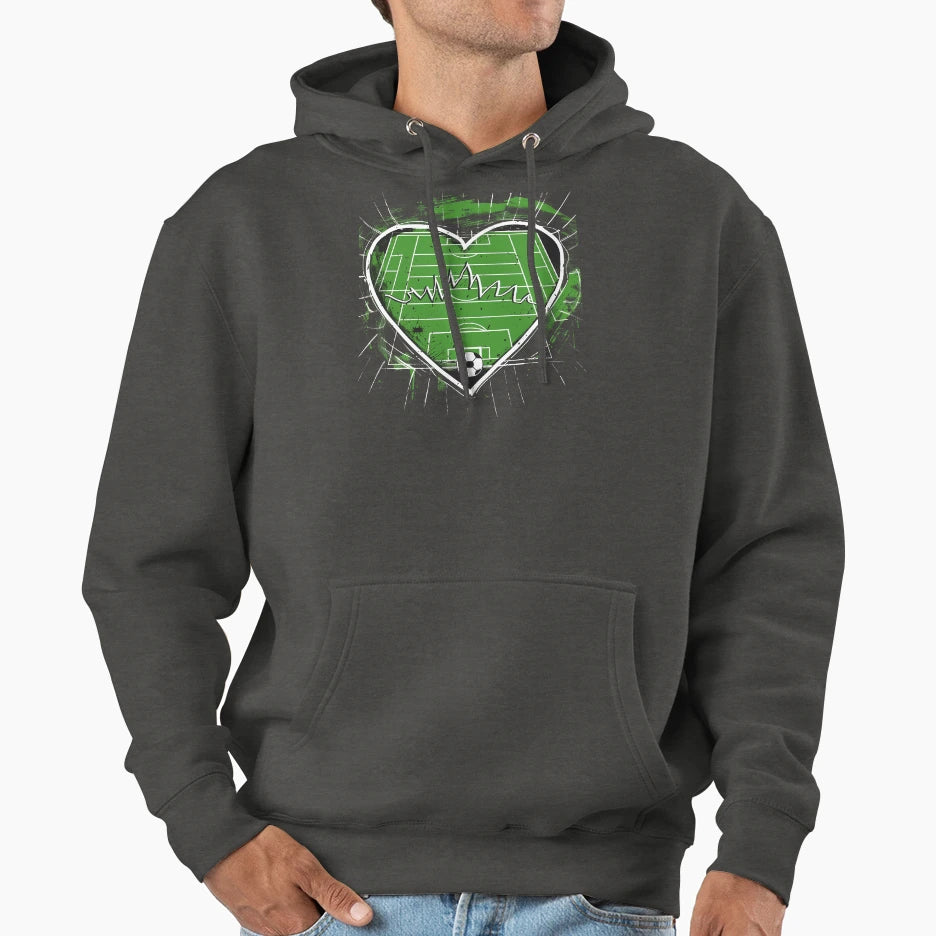 Soccer Heartbeat Hoodie - Aesthetic Graphic Unisex - T-Shirt, Sweatshirt, Hoodie