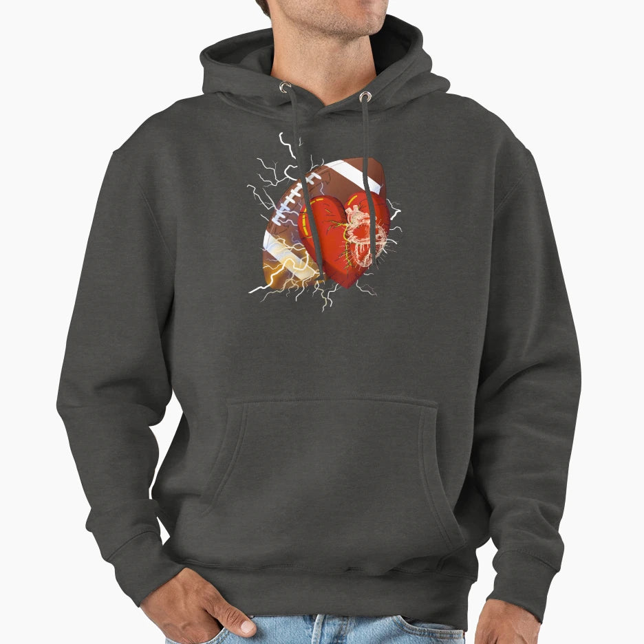 Heart Champion Football Hoodie - Minimalist Print Unisex - T-Shirt, Sweatshirt, Hoodie