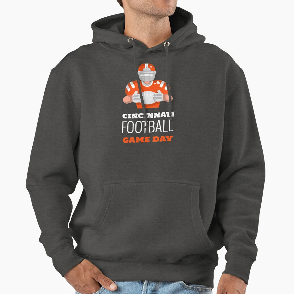 Cincinnati Football Game Day Hoodie - Novelty Apparel Men Women - T-Shirt, Sweatshirt, Hoodie
