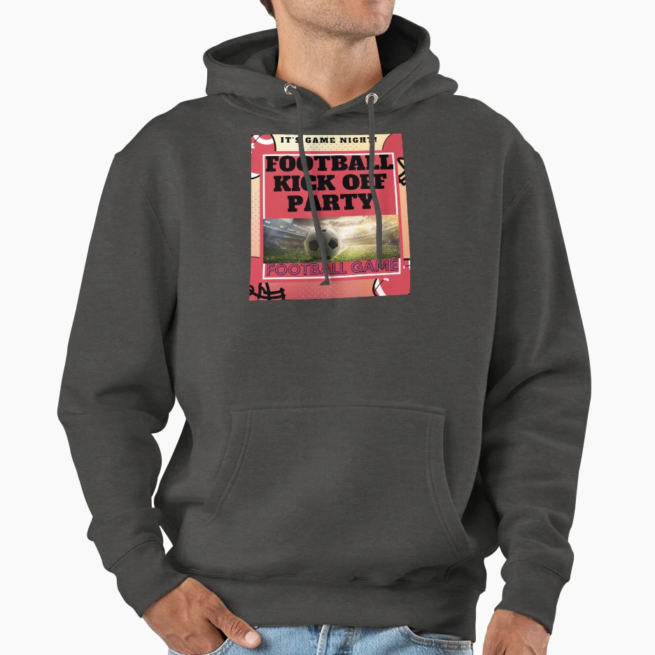 Football Game Kick Party Hoodie - Casual Everyday Wear Men Women - T-Shirt, Sweatshirt, Hoodie
