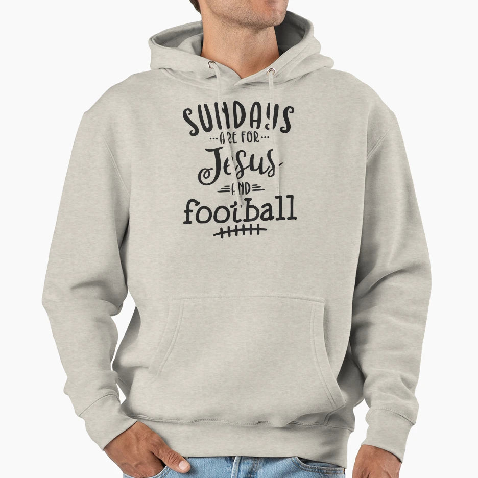 Sundays Are Jesus And Football Hoodie - Novelty Apparel for Adults - T-Shirt, Sweatshirt, Hoodie