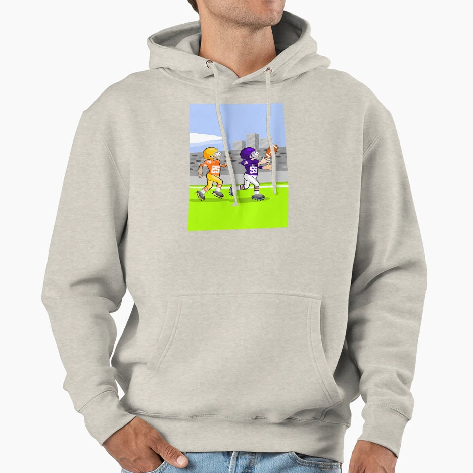 American Football Players Running Hoodie - Casual Everyday Wear Men Women - T-Shirt, Sweatshirt, Hoodie