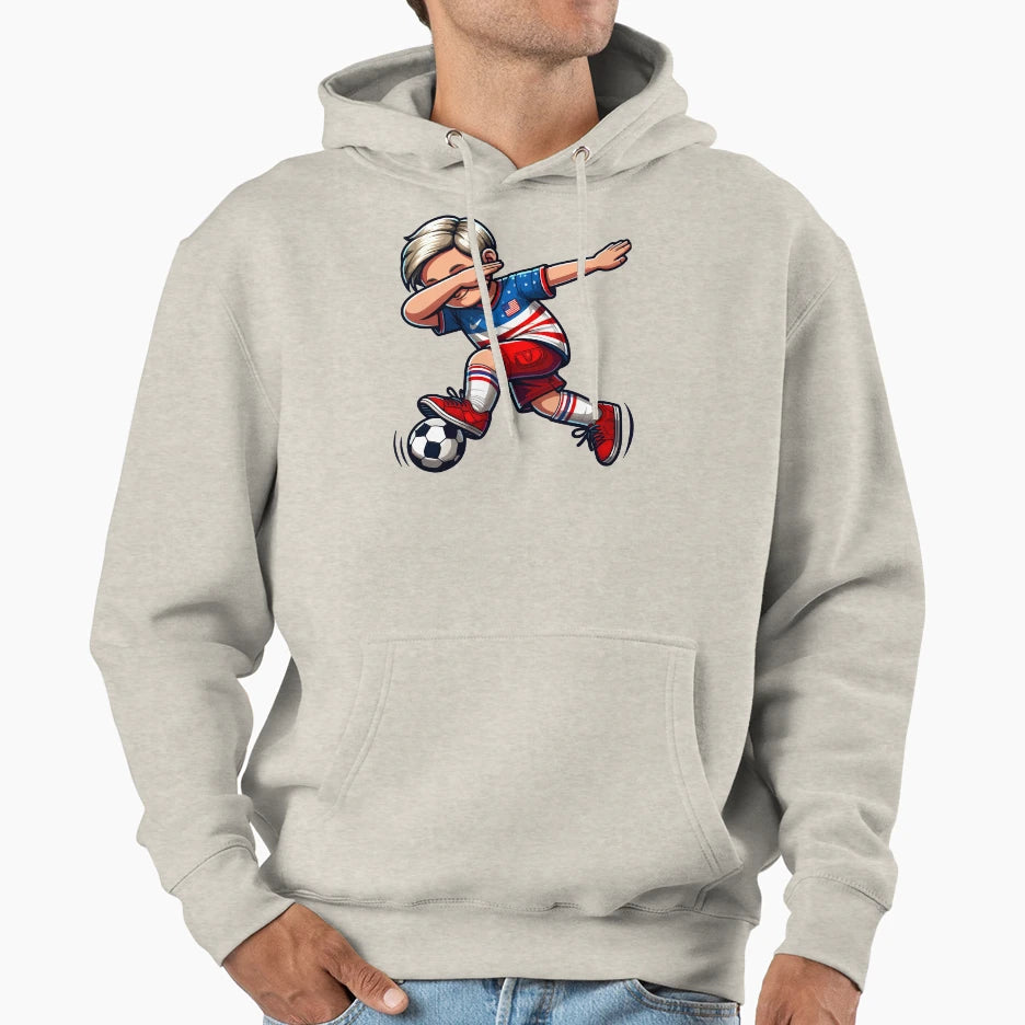 Dabbing Soccer Usa Flag Jersey Hoodie - Minimalist Print for Adults - T-Shirt, Sweatshirt, Hoodie