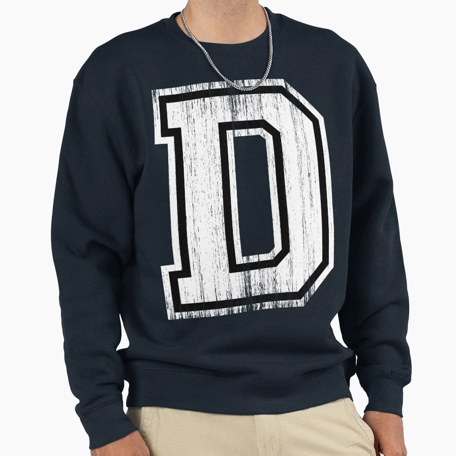 Big Varsity Letter D Sweatshirt - Aesthetic Graphic Men Women - T-Shirt, Sweatshirt, Hoodie
