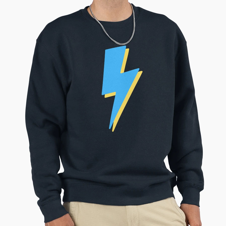 Blue And Yellow Lightning Bolt Sweatshirt - Unique Graphic Unisex - T-Shirt, Sweatshirt, Hoodie