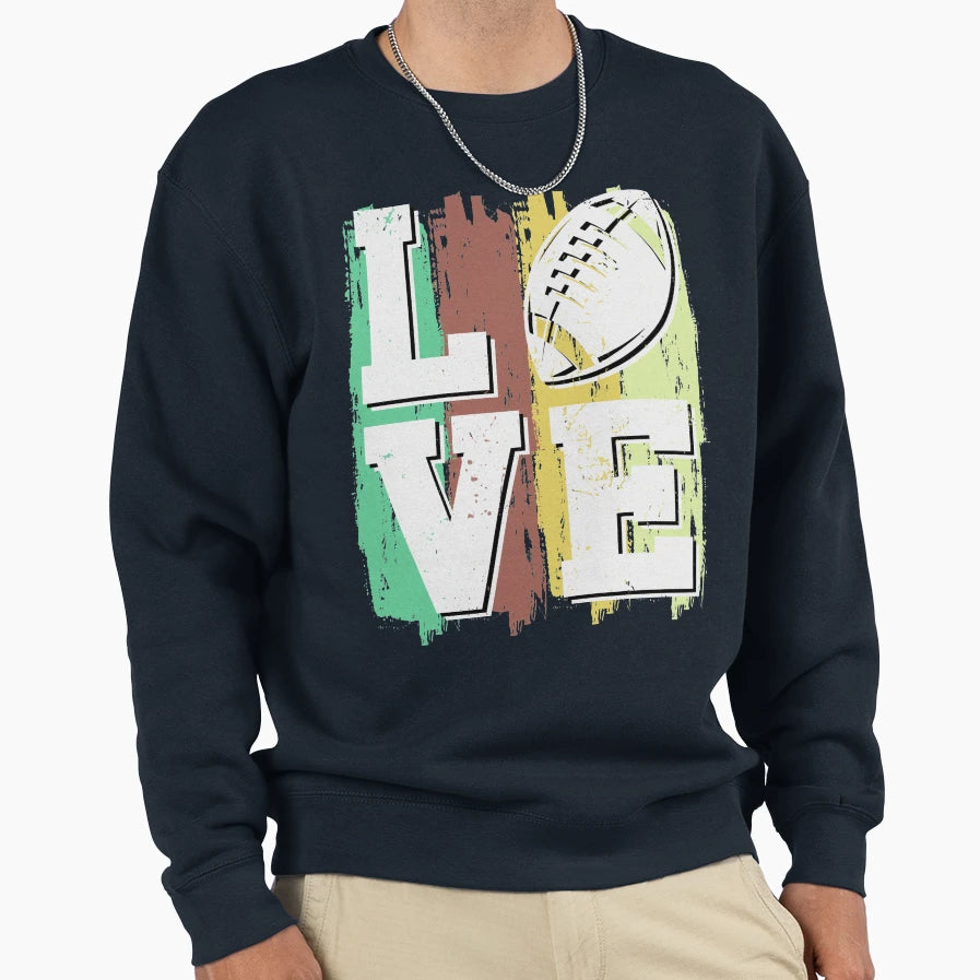 Love And Football Sweatshirt - Minimalist Print for Adults - T-Shirt, Sweatshirt, Hoodie