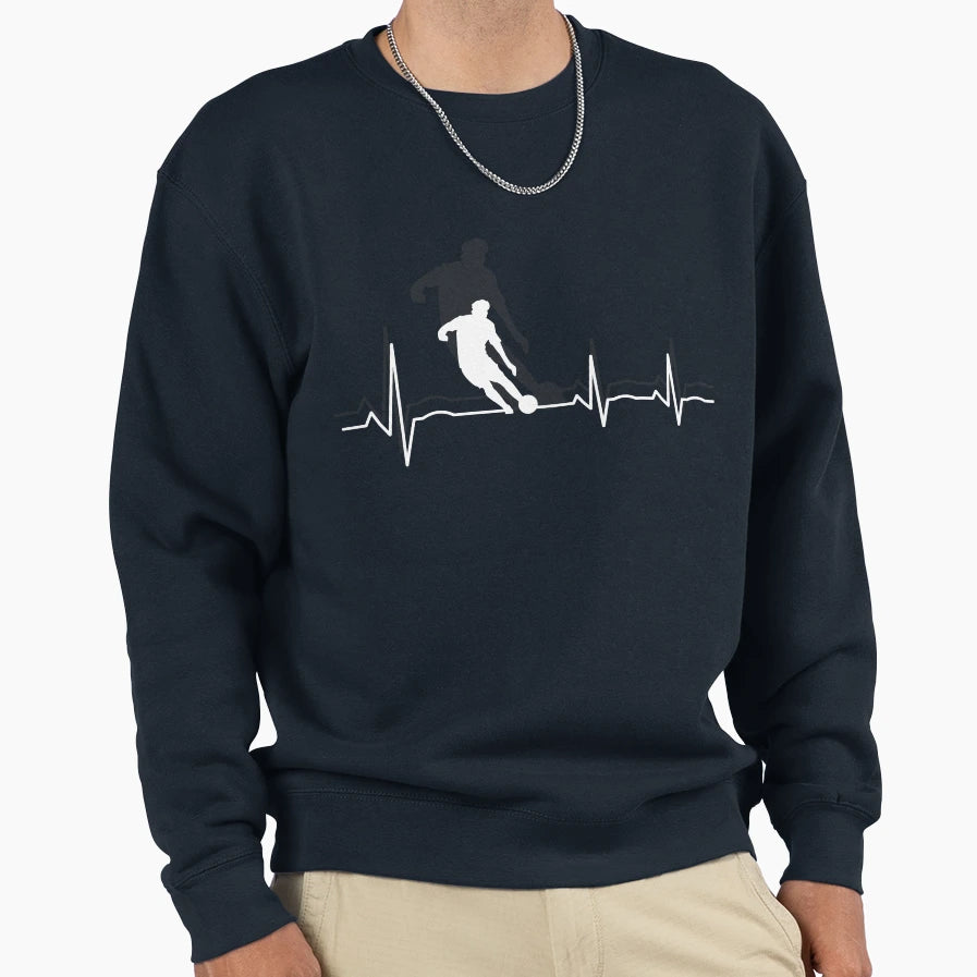 Male Soccer Player Heartbeat Sweatshirt - Casual Everyday Wear Men Women - T-Shirt, Sweatshirt, Hoodie