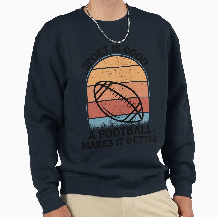 Funny Vinatge Sport Football Lover Sweatshirt - Graphic Print for Adults - T-Shirt, Sweatshirt, Hoodie