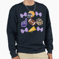 Coquette Bow Purple And Gold Football Sweatshirt - Streetwear Style Unisex - T-Shirt, Sweatshirt, Hoodie