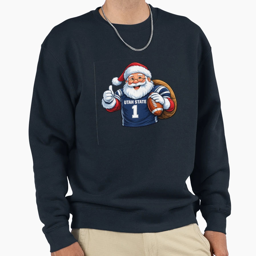 Utah State Santa Sweatshirt - Trendy Graphic for Adults - T-Shirt, Sweatshirt, Hoodie