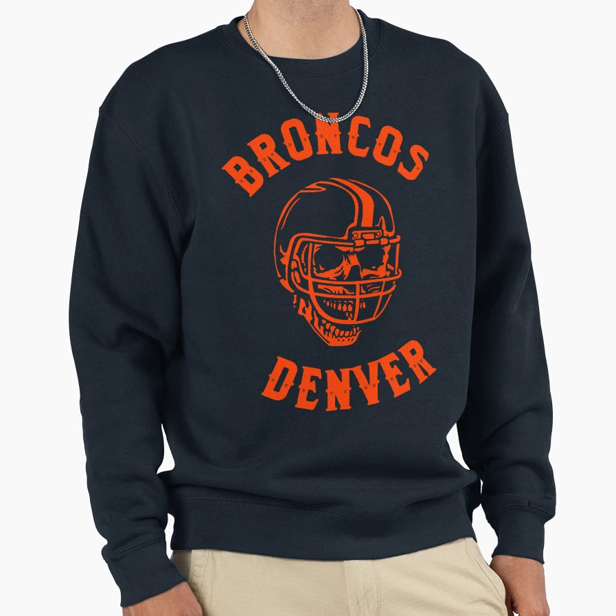 Broncos Skull Sweatshirt - Minimalist Print for Adults - T-Shirt, Sweatshirt, Hoodie