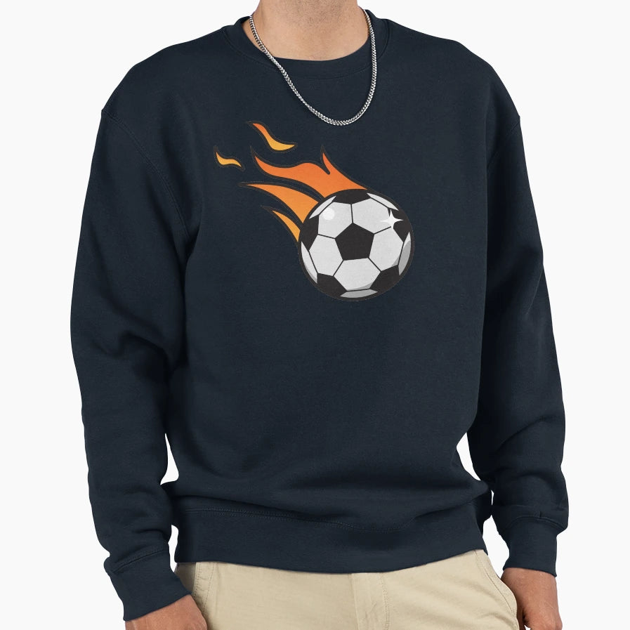 Flaming Football Soccer Sweatshirt - Graphic Print Men Women - T-Shirt, Sweatshirt, Hoodie