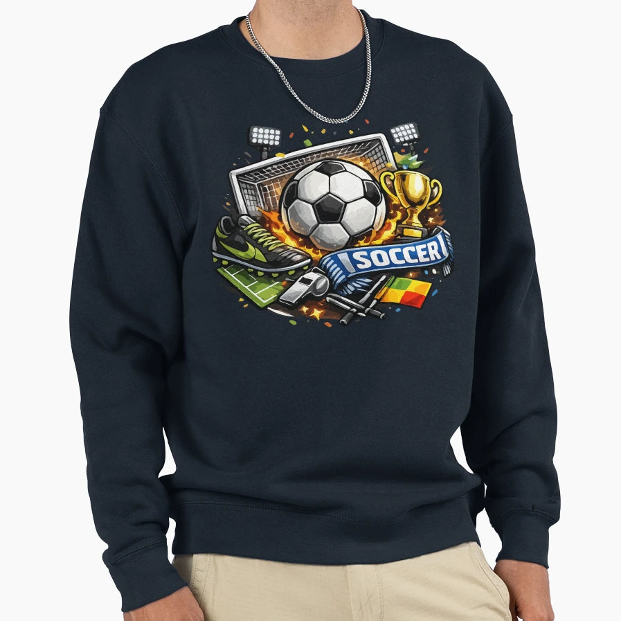 Dynamic Soccer Football Sweatshirt - Custom Art Print for Adults - T-Shirt, Sweatshirt, Hoodie