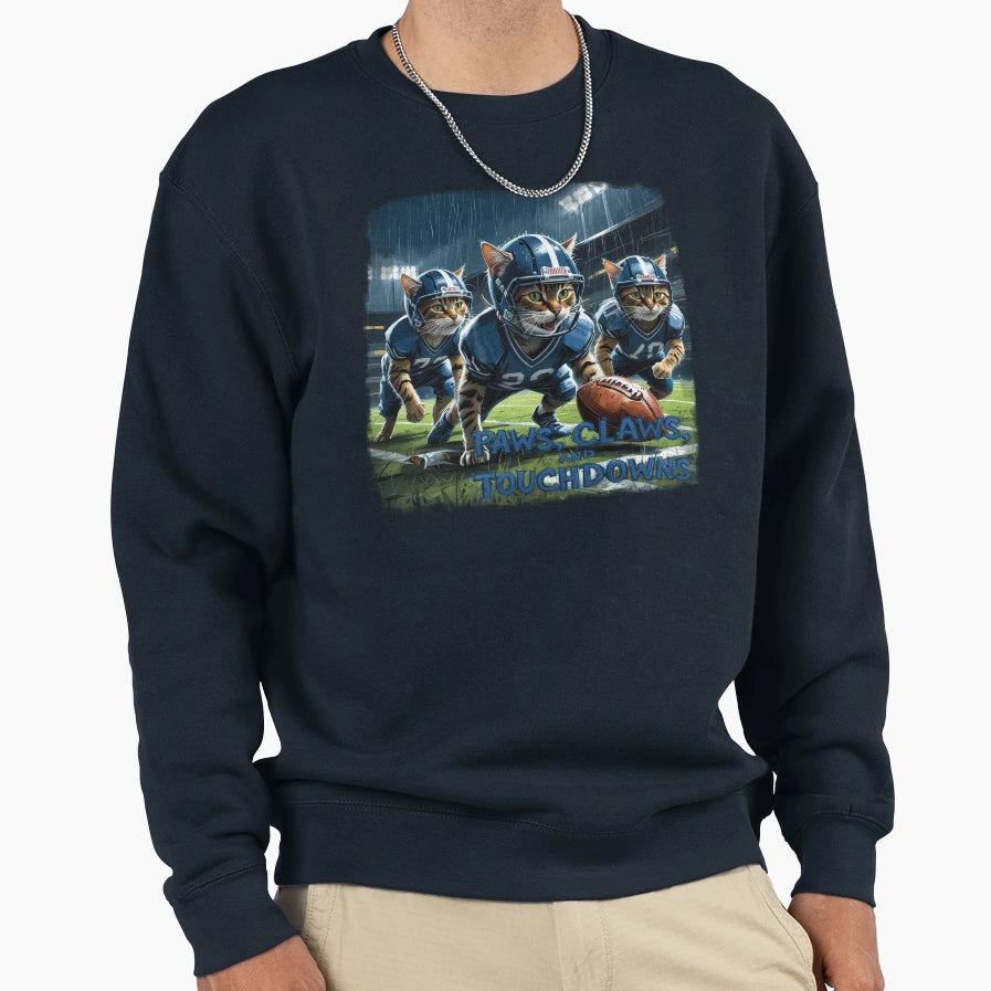 Paws Claws And Touchdowns Gift Football Sweatshirt - Trendy Graphic Unisex - T-Shirt, Sweatshirt, Hoodie