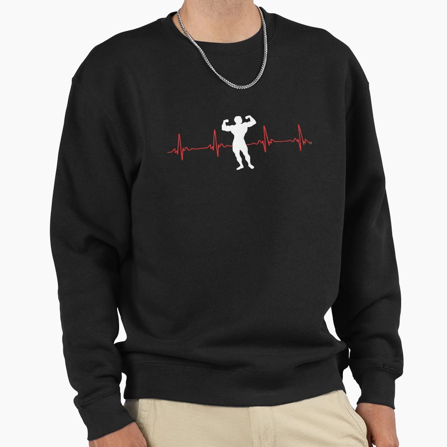 Body Builder Heartbeat Sweatshirt - Trendy Graphic Unisex - T-Shirt, Sweatshirt, Hoodie