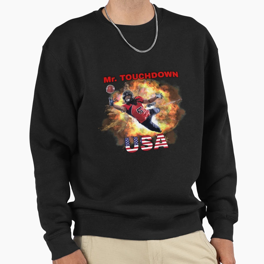 Mr Touchdown Usa Motif Sweatshirt - Custom Art Print Unisex - T-Shirt, Sweatshirt, Hoodie