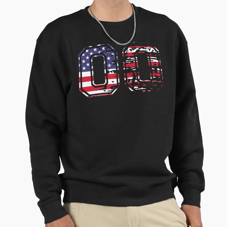 00 American Football Number Usa Zero Sweatshirt - Aesthetic Graphic Unisex - T-Shirt, Sweatshirt, Hoodie