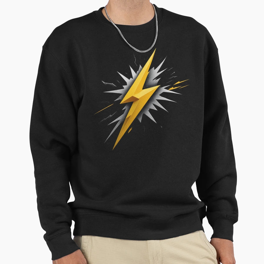 Dynamic Lightning Bolt Crackling Sweatshirt - Casual Everyday Wear Unisex - T-Shirt, Sweatshirt, Hoodie