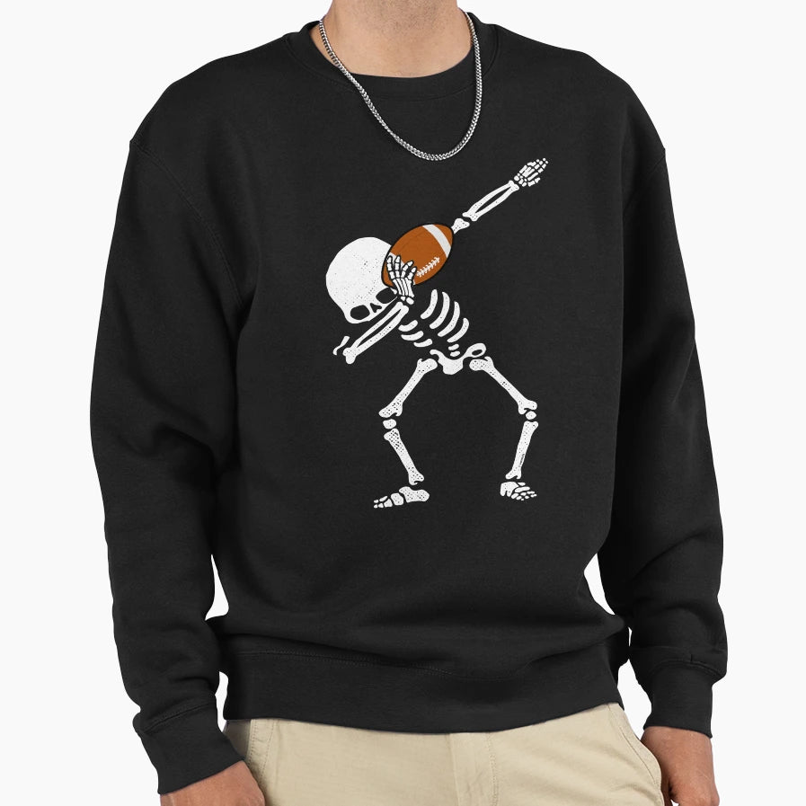 Halloween Dabbing Skeleton Football T-Shirt - Novelty Apparel Men Women - T-Shirt, Sweatshirt, Hoodie