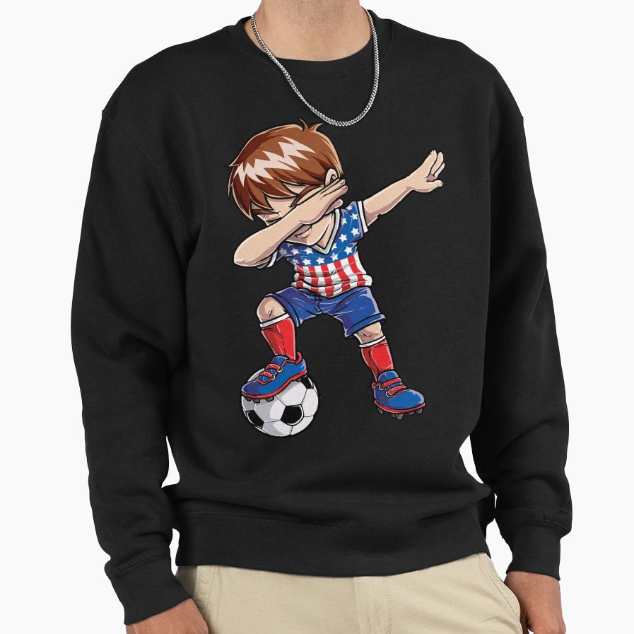 Dabbing Soccer Dab Usa Flag Funny T-Shirt - Minimalist Print Men Women - T-Shirt, Sweatshirt, Hoodie