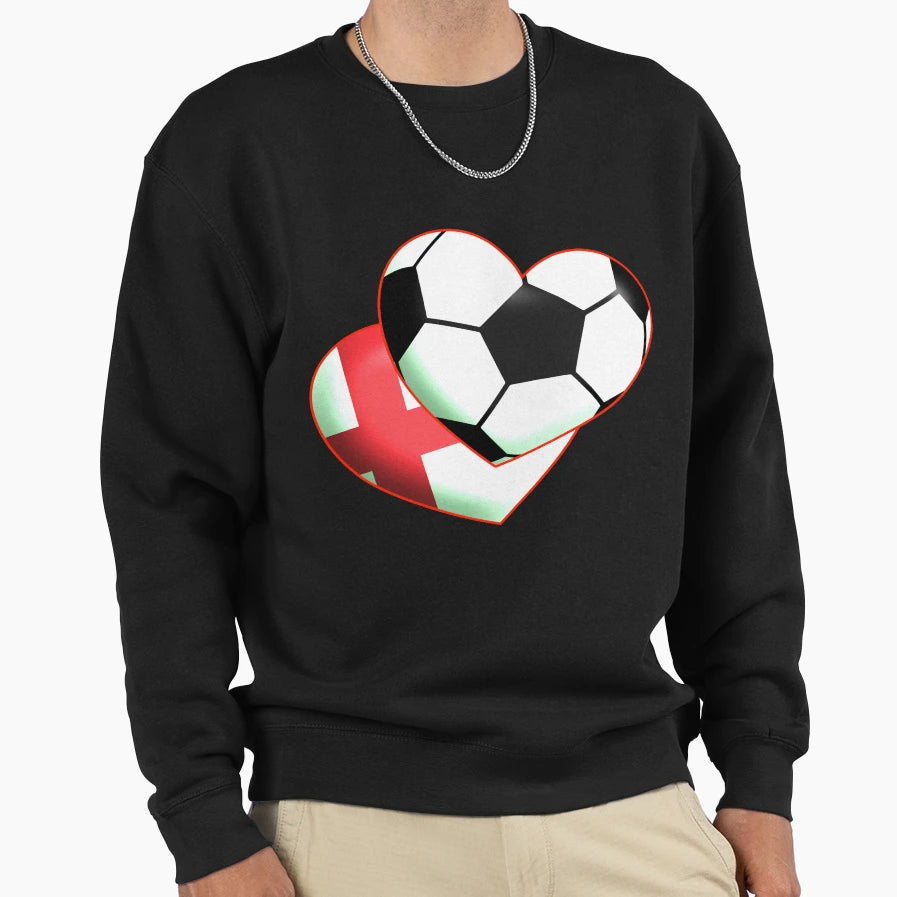 Football Heart England Sweatshirt - Trendy Graphic Unisex - T-Shirt, Sweatshirt, Hoodie