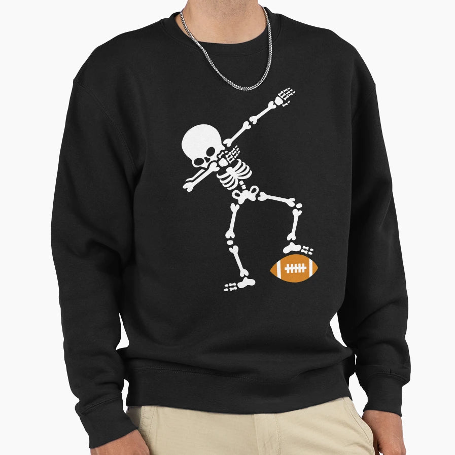 Dab Dabbing Skeleton Rugby American Sweatshirt - Trendy Graphic Men Women - T-Shirt, Sweatshirt, Hoodie