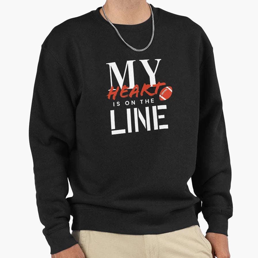 American Football My Heart Is Line Sweatshirt - Trendy Graphic for Adults - T-Shirt, Sweatshirt, Hoodie