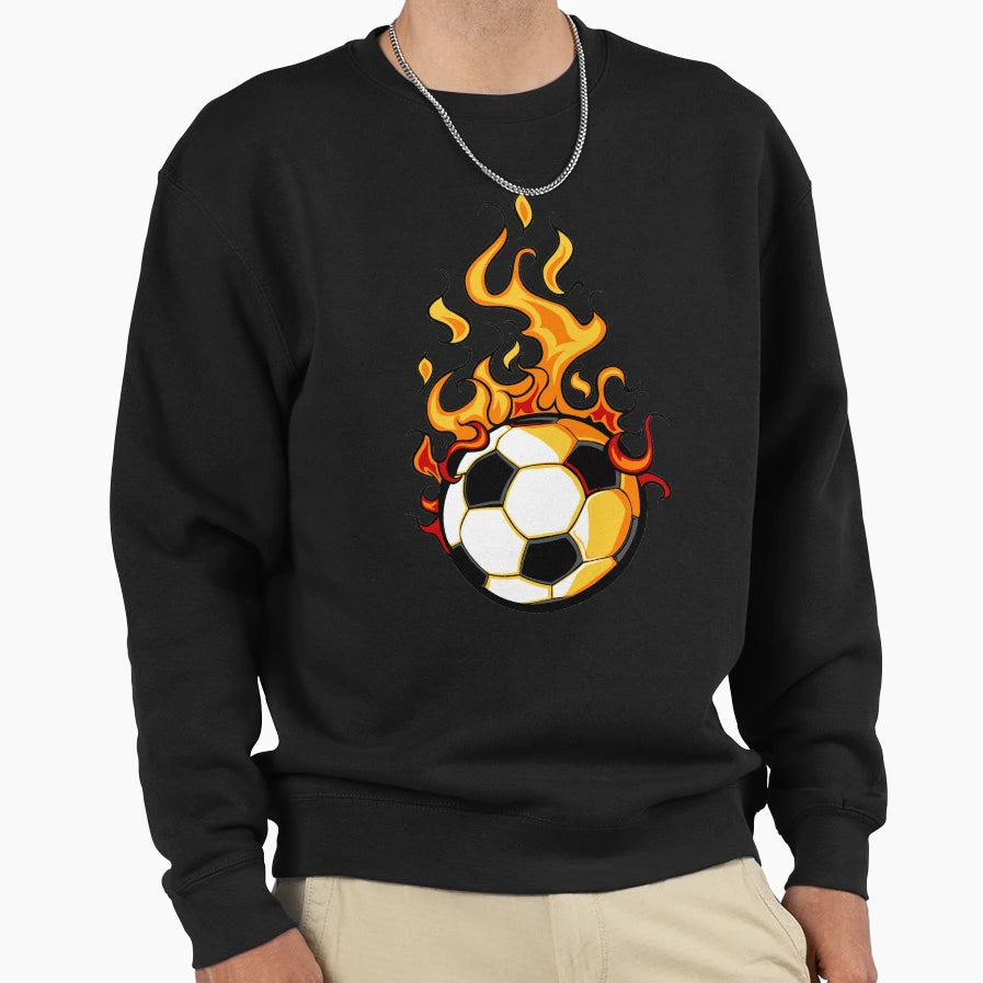 Flaming Soccer Ball Sweatshirt - Minimalist Print for Adults - T-Shirt, Sweatshirt, Hoodie