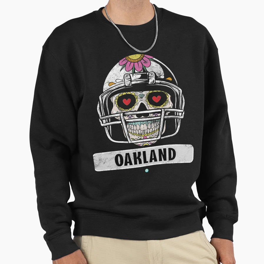 American Football Oakland Skull Sweatshirt - Minimalist Print for Adults - T-Shirt, Sweatshirt, Hoodie