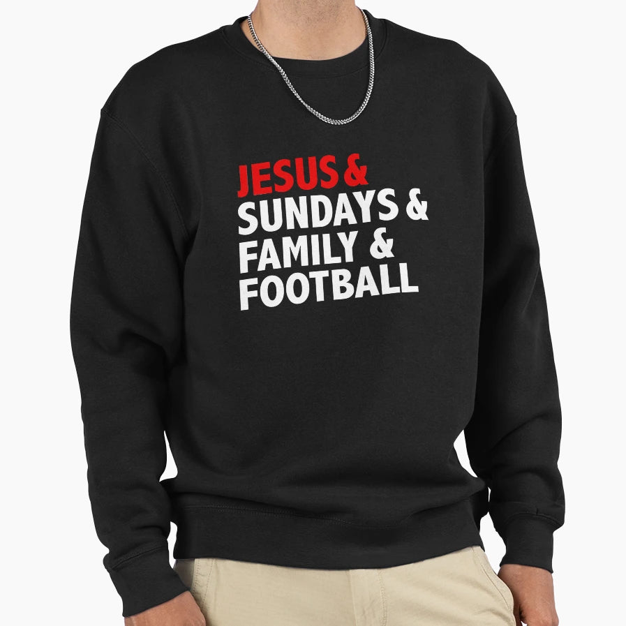 Jesus Sundays Family Football Sweatshirt - Unique Graphic for Adults - T-Shirt, Sweatshirt, Hoodie
