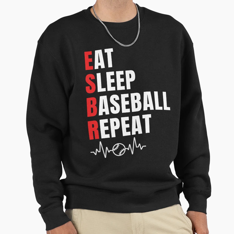 Eat Sleep Baseball Repeat Sweatshirt - Graphic Print Unisex - T-Shirt, Sweatshirt, Hoodie
