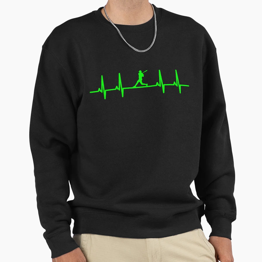 Baseball Picture Ecg Curve Heartbeat Sweatshirt - Aesthetic Graphic Unisex - T-Shirt, Sweatshirt, Hoodie