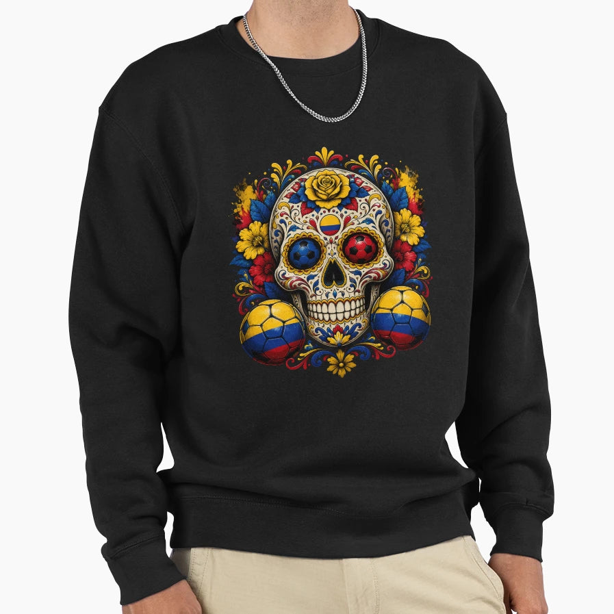 Colombia Soccer Skull Sweatshirt - Minimalist Print Unisex - T-Shirt, Sweatshirt, Hoodie